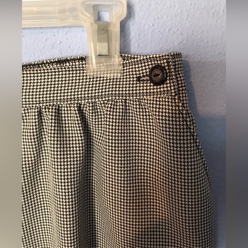 Just For Women Black and White Houndstooth Midi Skirt Sz 16W Elastic Back-Waist
